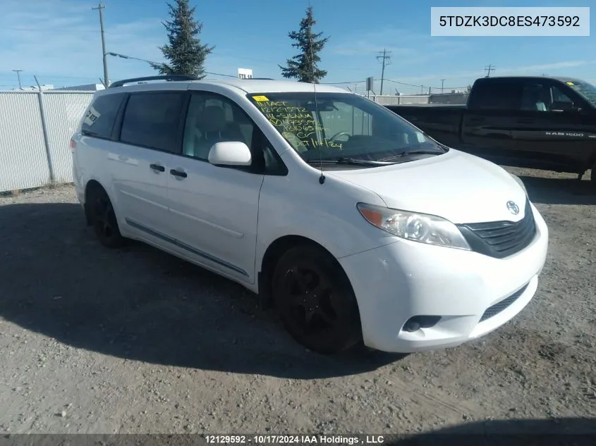 2014 Toyota Sienna VIN: 5TDZK3DC8ES473592 Lot: 12129592