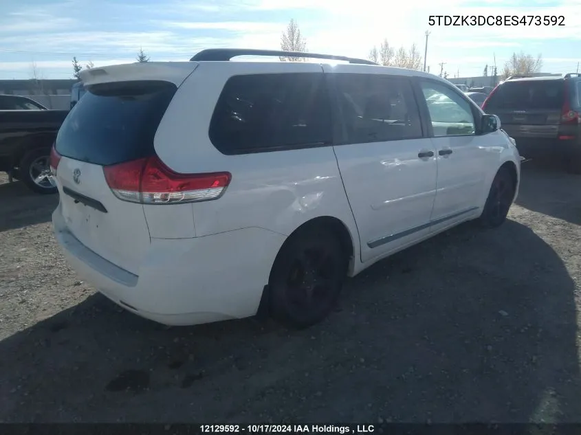 2014 Toyota Sienna VIN: 5TDZK3DC8ES473592 Lot: 12129592