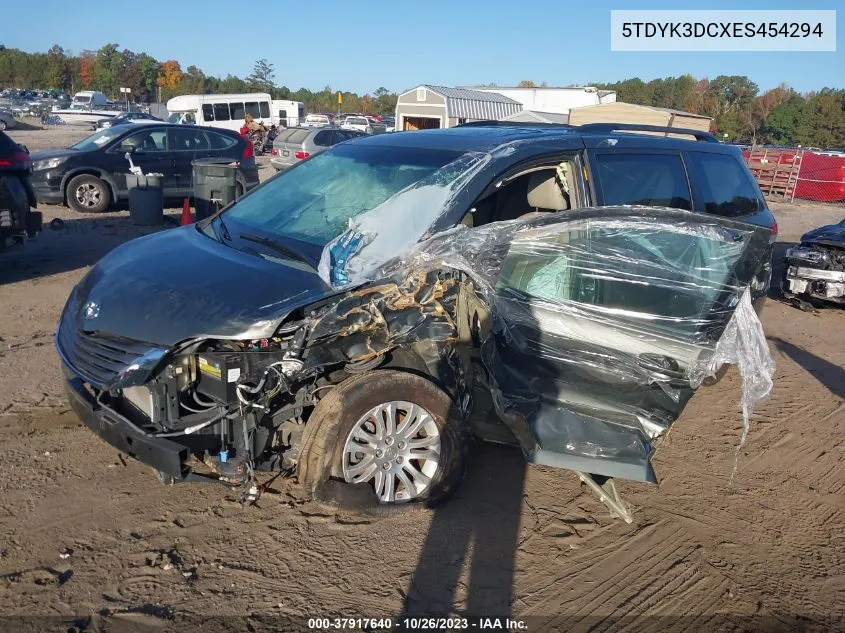 2014 Toyota Sienna Xle V6 8 Passenger VIN: 5TDYK3DCXES454294 Lot: 37917640