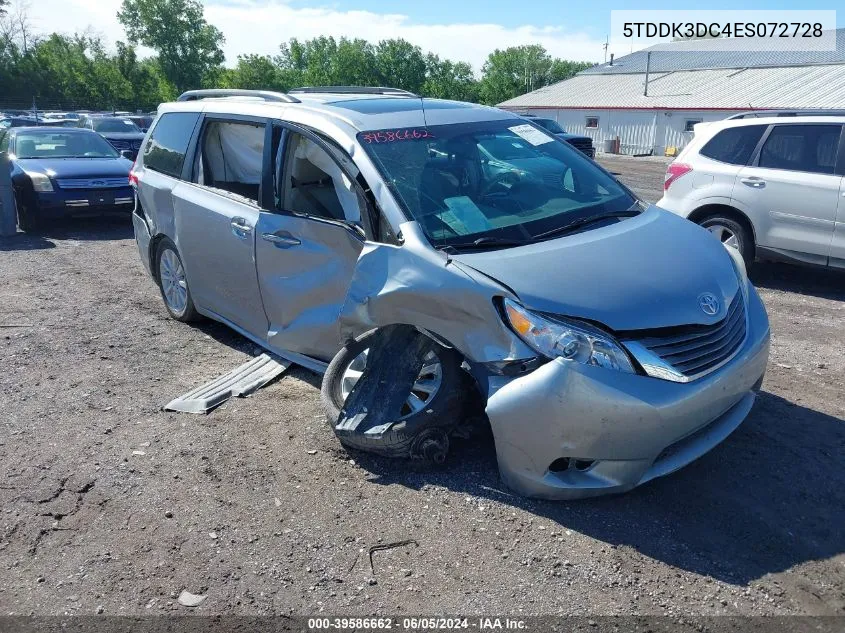 5TDDK3DC4ES072728 2014 Toyota Sienna Xle 7 Passenger