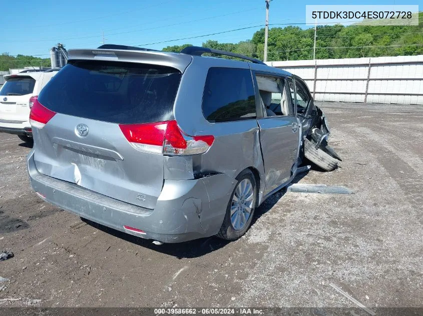 2014 Toyota Sienna Xle 7 Passenger VIN: 5TDDK3DC4ES072728 Lot: 39586662