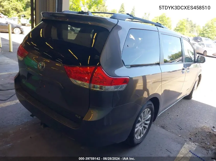 5TDYK3DCXES458510 2014 Toyota Sienna Xle V6 8 Passenger