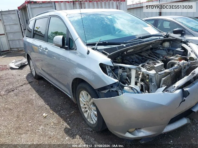 2014 Toyota Sienna Xle V6 8 Passenger VIN: 5TDYK3DC3ES513038 Lot: 39797613