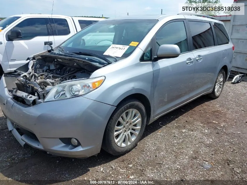 2014 Toyota Sienna Xle V6 8 Passenger VIN: 5TDYK3DC3ES513038 Lot: 39797613