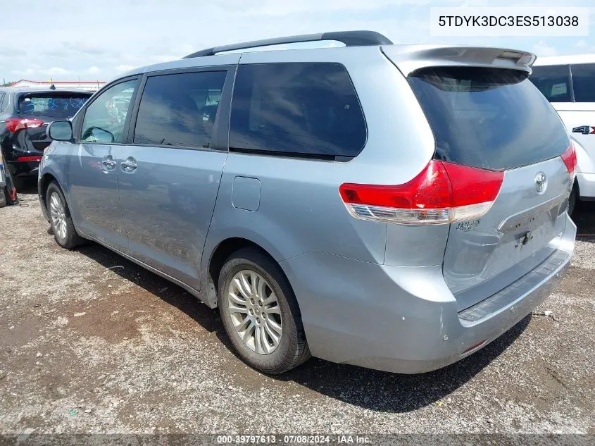 2014 Toyota Sienna Xle V6 8 Passenger VIN: 5TDYK3DC3ES513038 Lot: 39797613