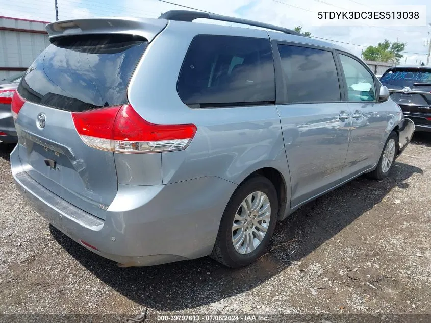 5TDYK3DC3ES513038 2014 Toyota Sienna Xle V6 8 Passenger