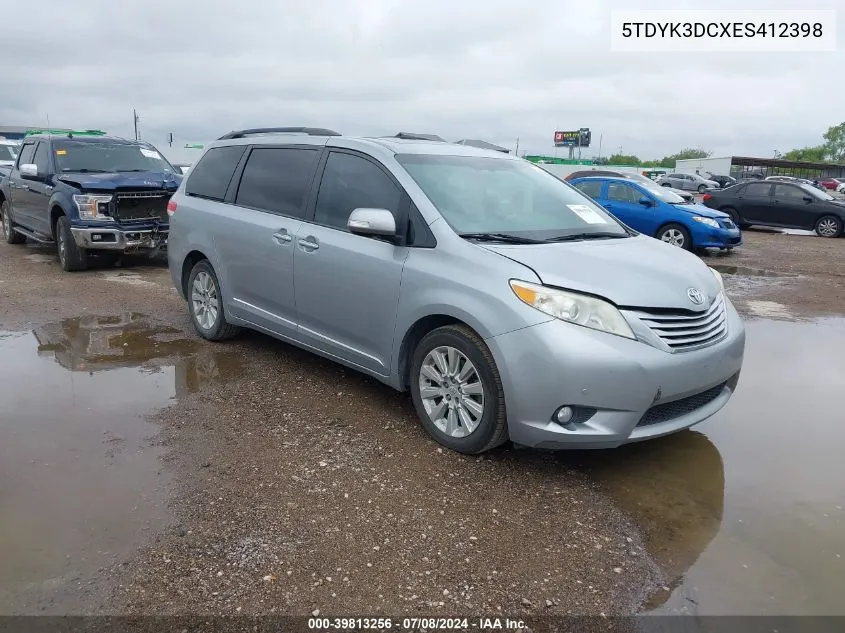 2014 Toyota Sienna Limited V6 7 Passenger VIN: 5TDYK3DCXES412398 Lot: 39813256