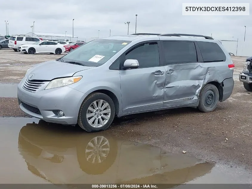 2014 Toyota Sienna Limited V6 7 Passenger VIN: 5TDYK3DCXES412398 Lot: 39813256