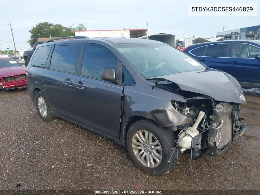 2014 Toyota Sienna Limited V6 7 Passenger/Xle V6 7 Passenger Auto Access Seat/Xle V6 8 Passenger VIN: 5TDYK3DC5ES446829 Lot: 39955263