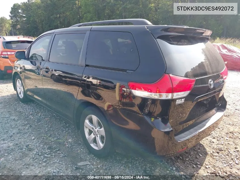 5TDKK3DC9ES492072 2014 Toyota Sienna Le V6 8 Passenger