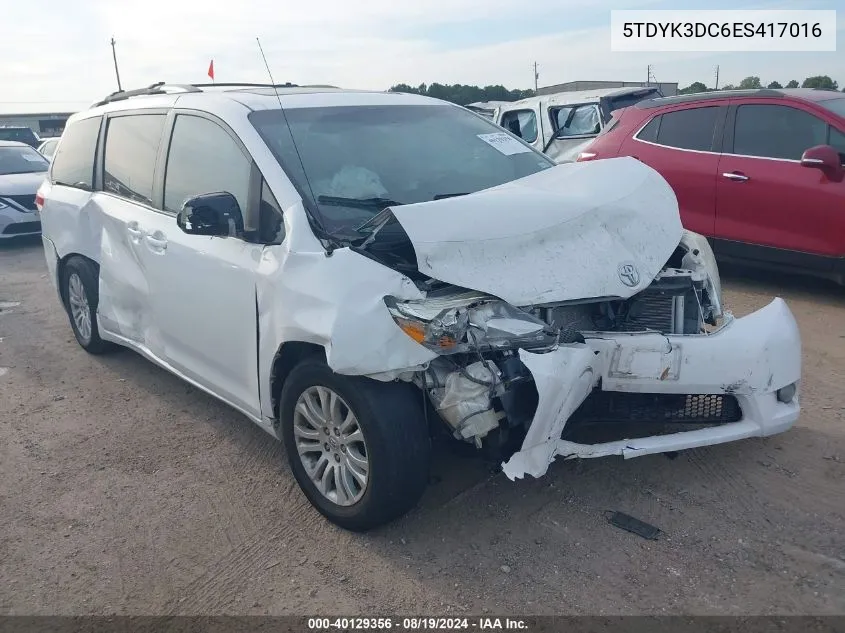 5TDYK3DC6ES417016 2014 Toyota Sienna Xle V6 8 Passenger