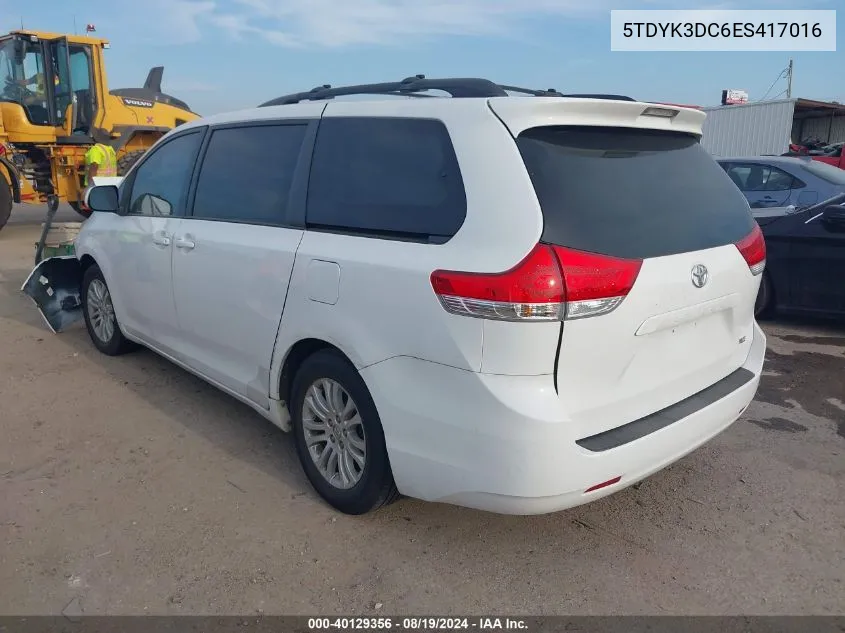 5TDYK3DC6ES417016 2014 Toyota Sienna Xle V6 8 Passenger