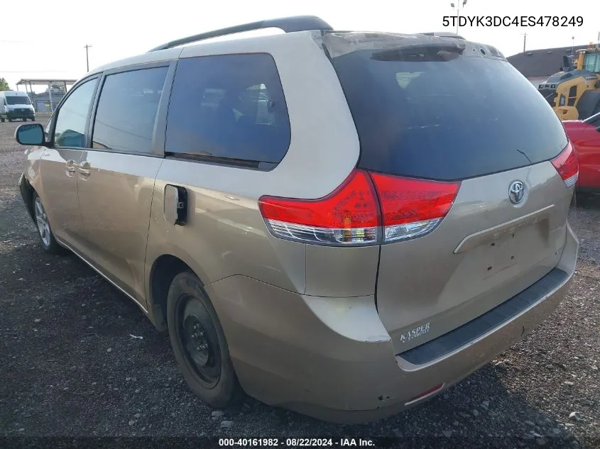 5TDYK3DC4ES478249 2014 Toyota Sienna Xle V6 8 Passenger