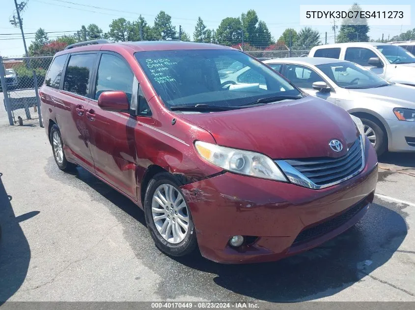 2014 Toyota Sienna Xle V6 8 Passenger VIN: 5TDYK3DC7ES411273 Lot: 40170449