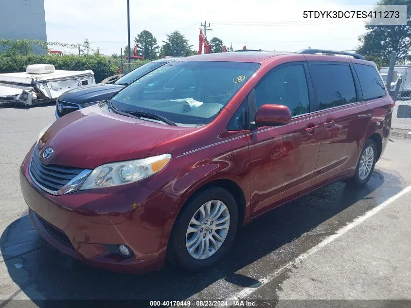 5TDYK3DC7ES411273 2014 Toyota Sienna Xle V6 8 Passenger