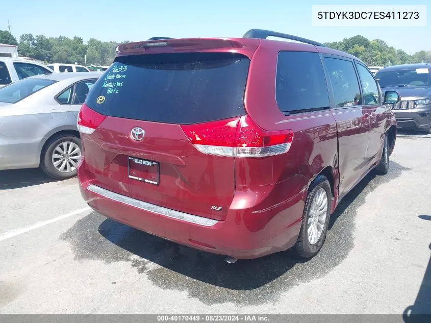 2014 Toyota Sienna Xle V6 8 Passenger VIN: 5TDYK3DC7ES411273 Lot: 40170449