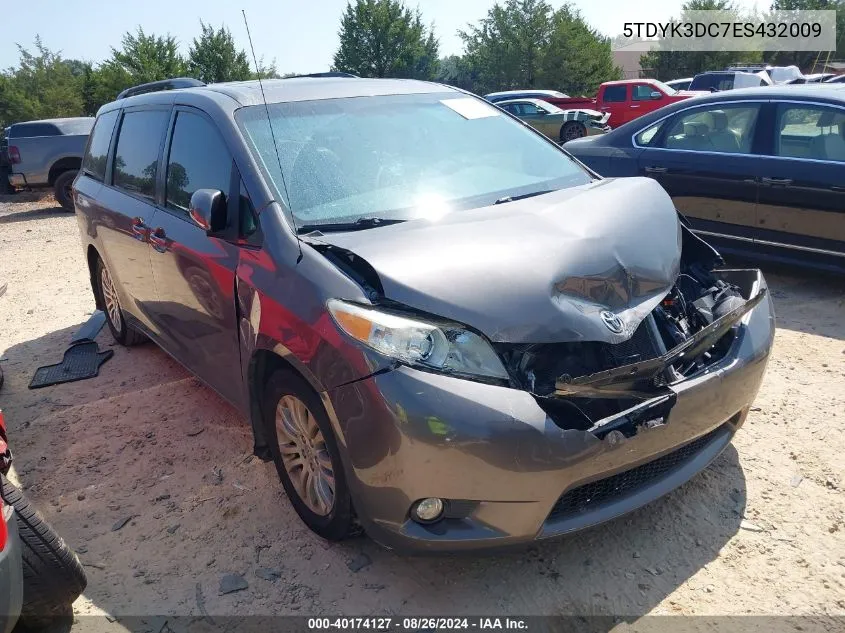 2014 Toyota Sienna Xle V6 8 Passenger VIN: 5TDYK3DC7ES432009 Lot: 40174127