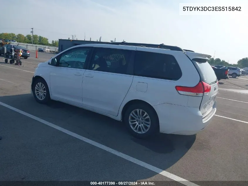 5TDYK3DC3ES515842 2014 Toyota Sienna Xle V6 8 Passenger