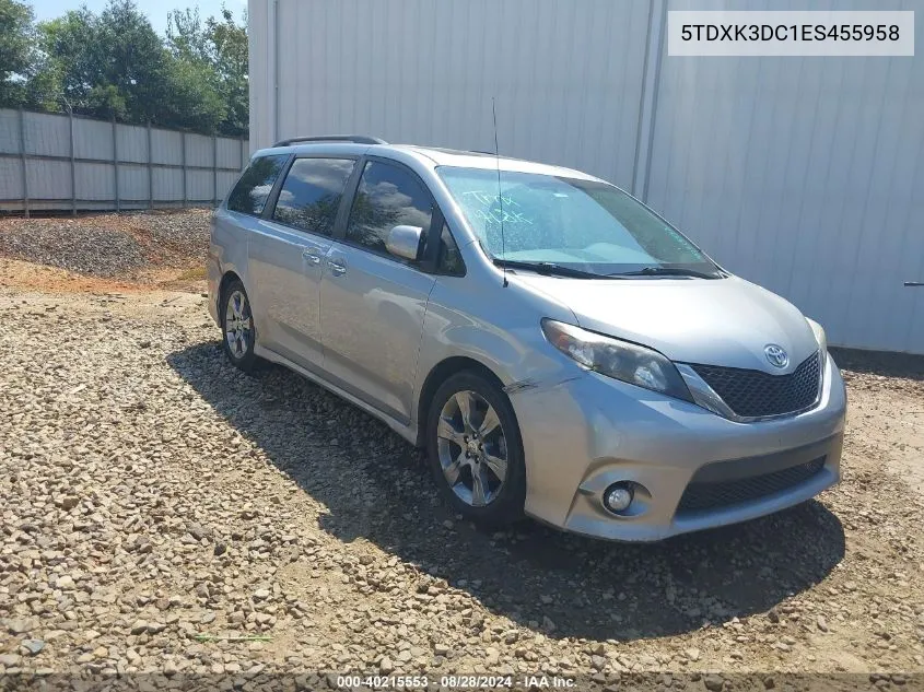 2014 Toyota Sienna Se 8 Passenger VIN: 5TDXK3DC1ES455958 Lot: 40215553