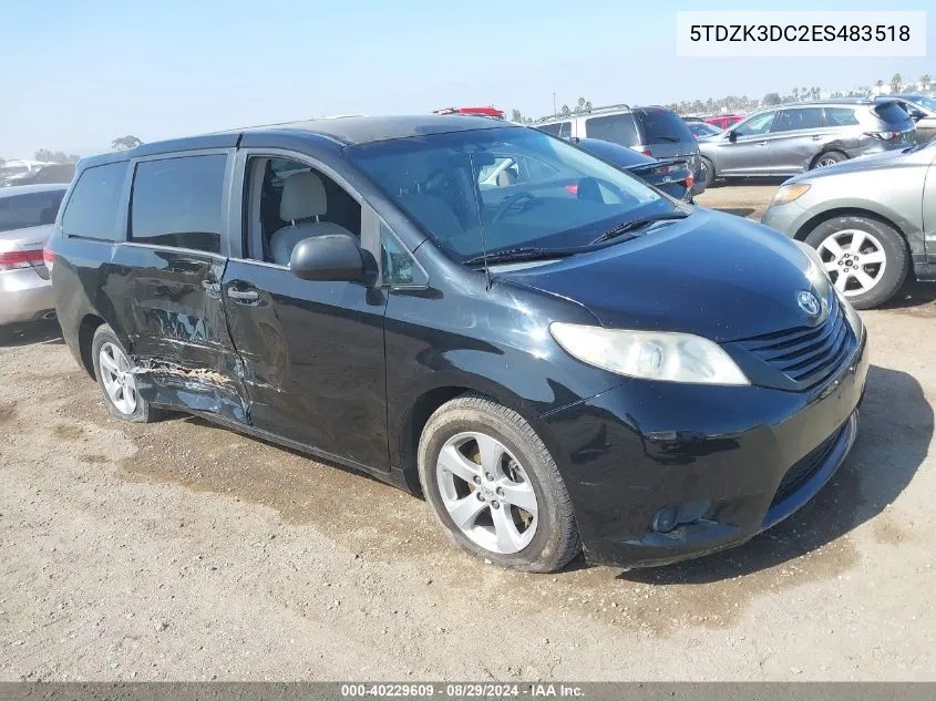 2014 Toyota Sienna L V6 7 Passenger VIN: 5TDZK3DC2ES483518 Lot: 40229609