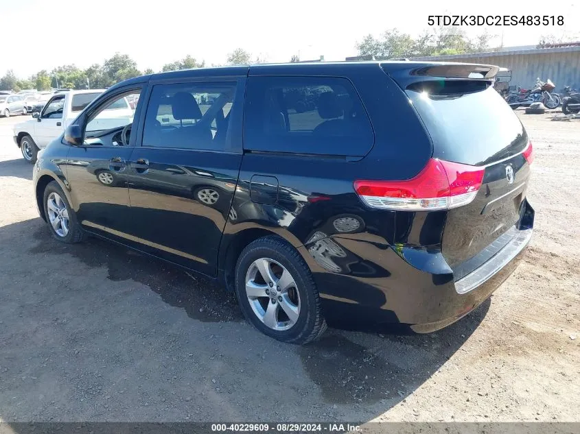 2014 Toyota Sienna L V6 7 Passenger VIN: 5TDZK3DC2ES483518 Lot: 40229609