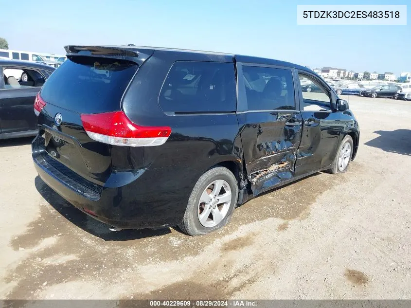 2014 Toyota Sienna L V6 7 Passenger VIN: 5TDZK3DC2ES483518 Lot: 40229609