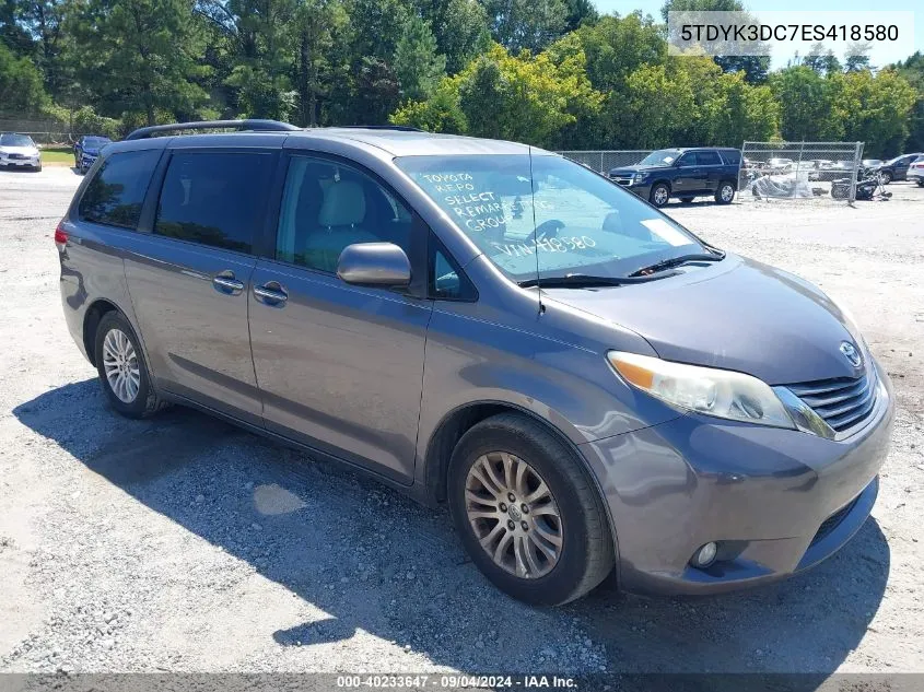 5TDYK3DC7ES418580 2014 Toyota Sienna Xle V6 8 Passenger