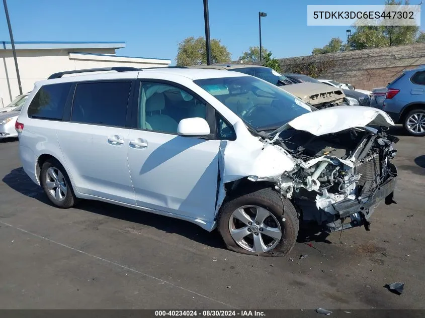 2014 Toyota Sienna Le V6 8 Passenger VIN: 5TDKK3DC6ES447302 Lot: 40234024