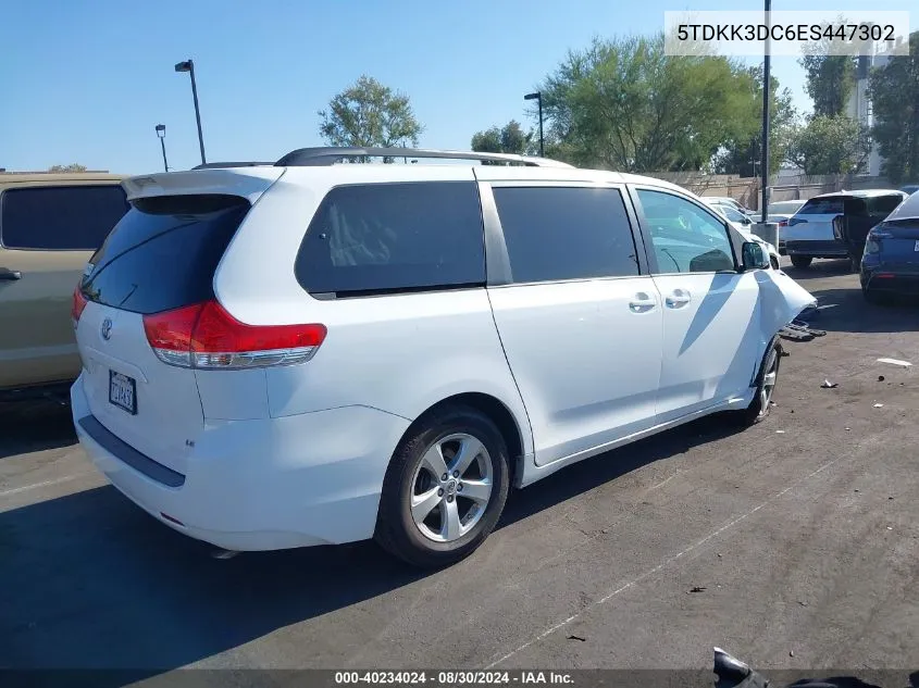 5TDKK3DC6ES447302 2014 Toyota Sienna Le V6 8 Passenger