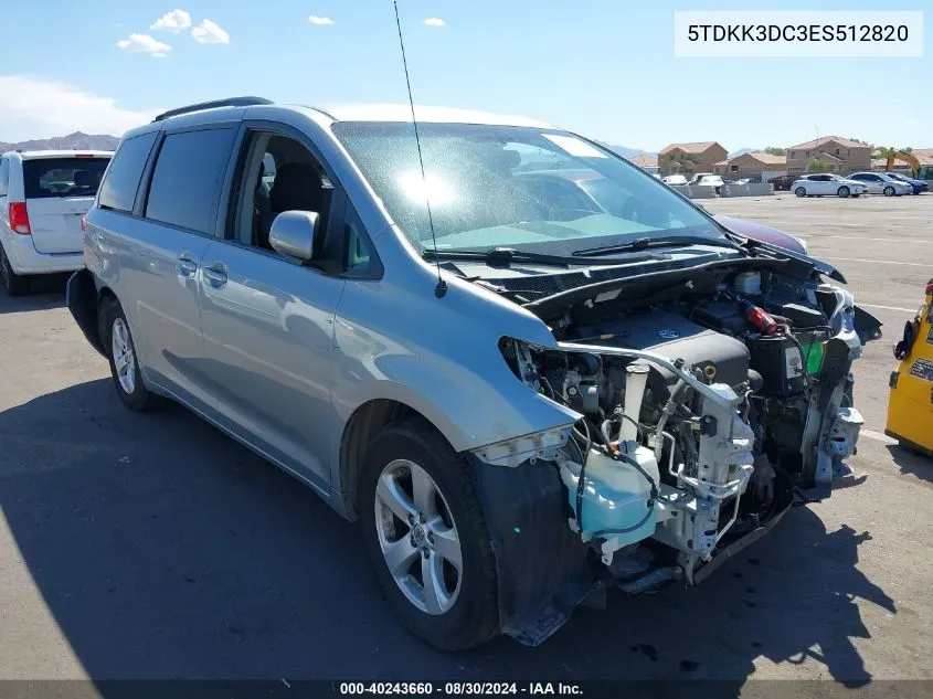 5TDKK3DC3ES512820 2014 Toyota Sienna Le V6 8 Passenger