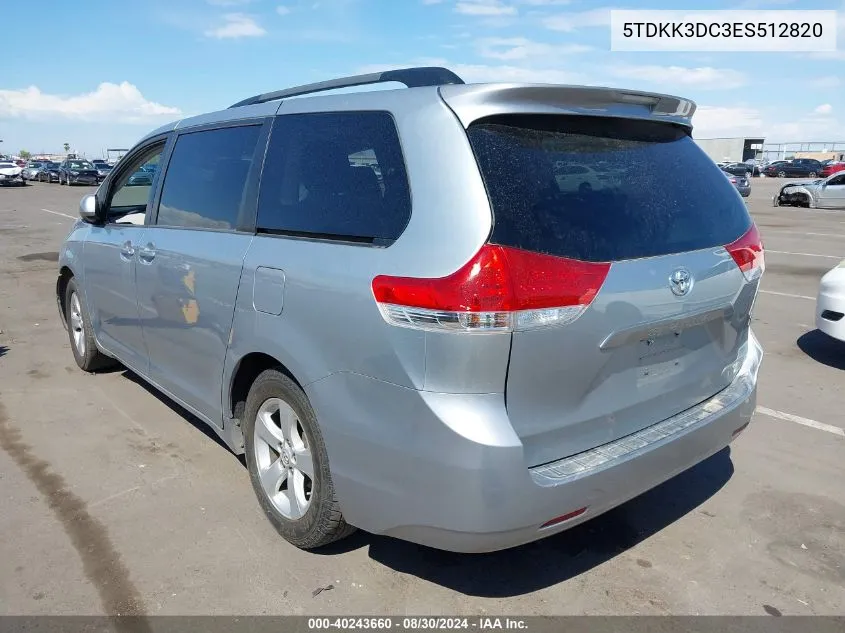 5TDKK3DC3ES512820 2014 Toyota Sienna Le V6 8 Passenger