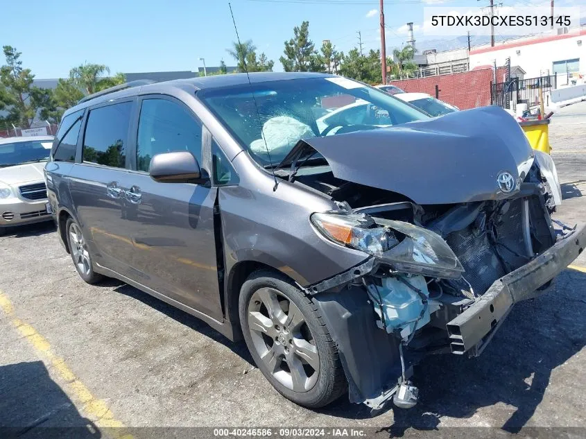 5TDXK3DCXES513145 2014 Toyota Sienna Se 8 Passenger