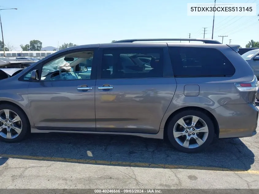 5TDXK3DCXES513145 2014 Toyota Sienna Se 8 Passenger