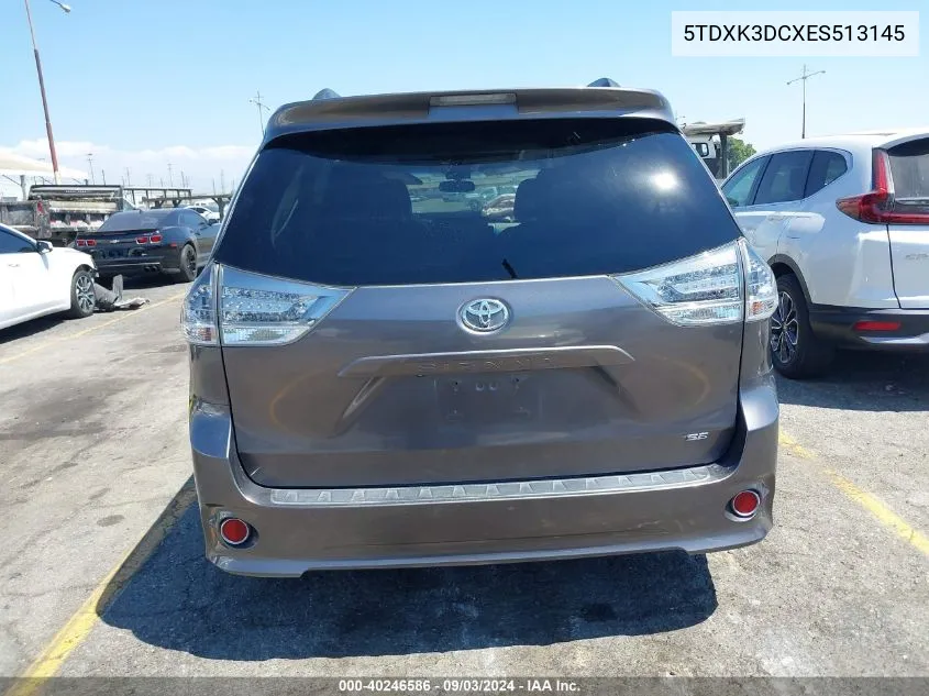 5TDXK3DCXES513145 2014 Toyota Sienna Se 8 Passenger