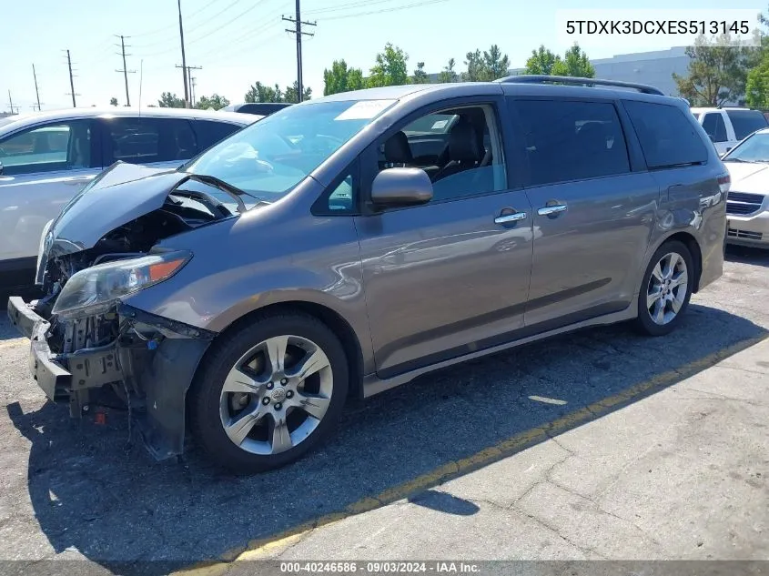 5TDXK3DCXES513145 2014 Toyota Sienna Se 8 Passenger