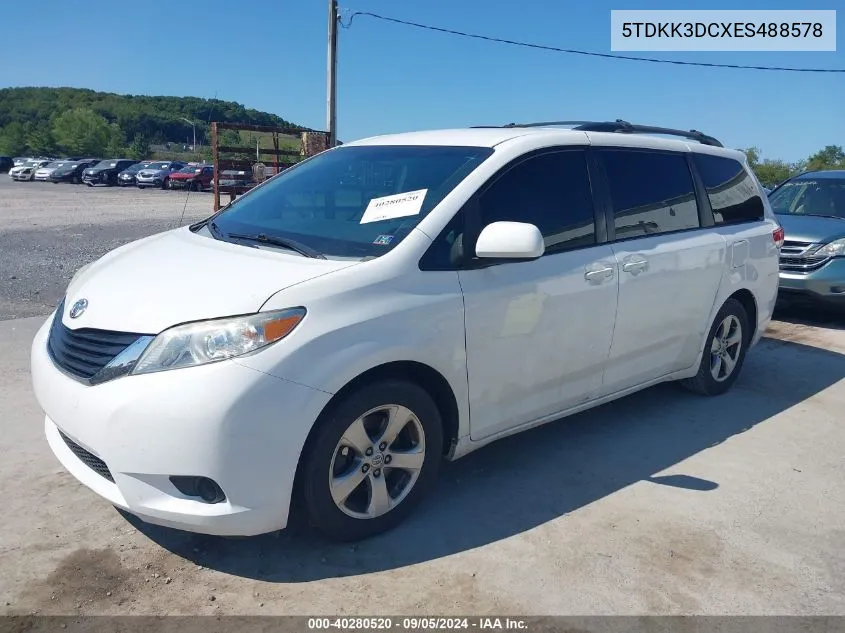 5TDKK3DCXES488578 2014 Toyota Sienna Le V6 8 Passenger