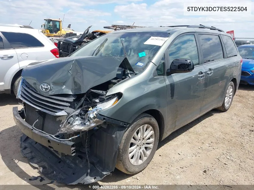 2014 Toyota Sienna Xle/Limited VIN: 5TDYK3DC7ES522504 Lot: 40282285