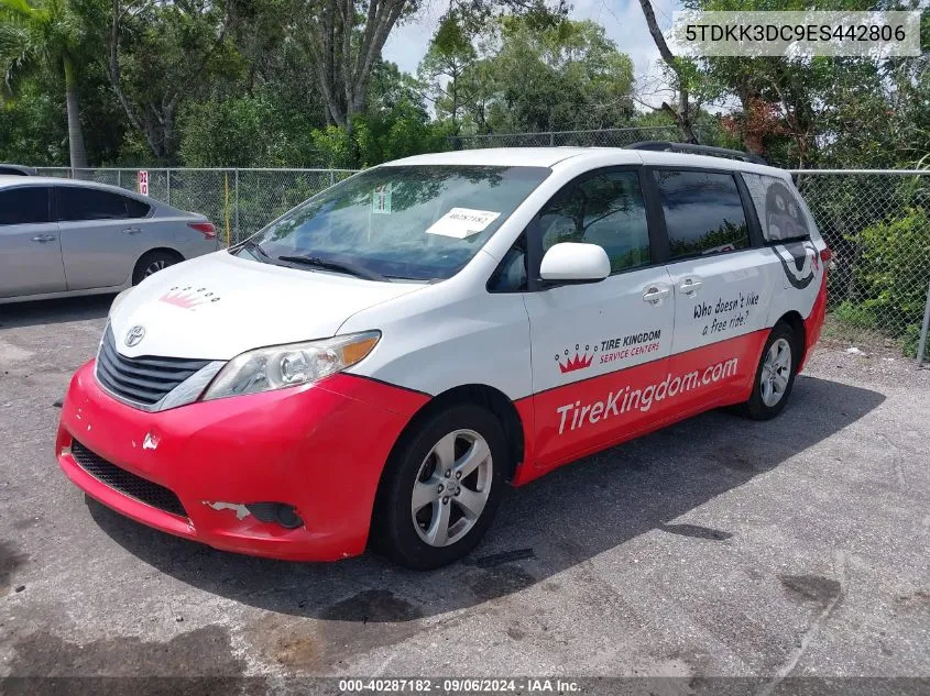 2014 Toyota Sienna Le V6 8 Passenger VIN: 5TDKK3DC9ES442806 Lot: 40287182