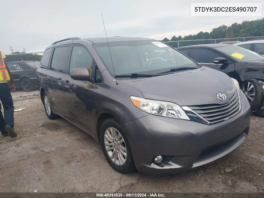 2014 Toyota Sienna Xle V6 8 Passenger VIN: 5TDYK3DC2ES490707 Lot: 40293530