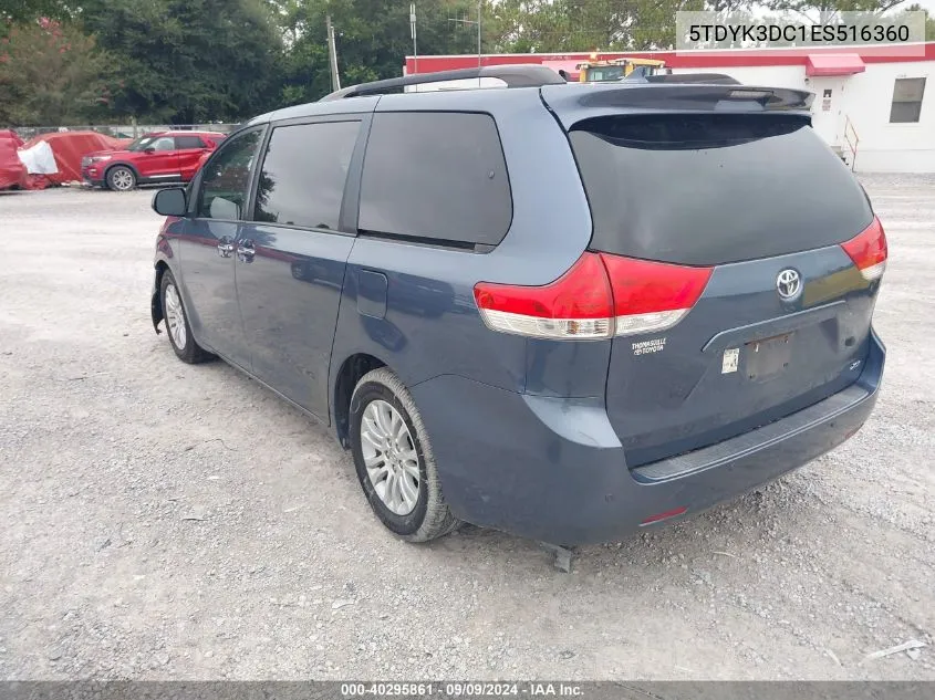 2014 Toyota Sienna Xle V6 8 Passenger VIN: 5TDYK3DC1ES516360 Lot: 40295861