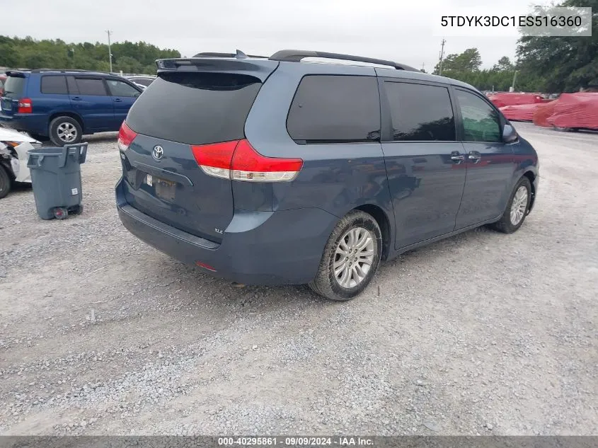 2014 Toyota Sienna Xle V6 8 Passenger VIN: 5TDYK3DC1ES516360 Lot: 40295861