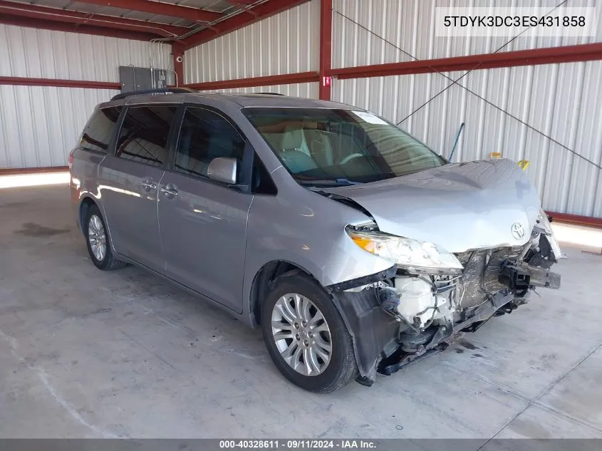 2014 Toyota Sienna Xle V6 8 Passenger VIN: 5TDYK3DC3ES431858 Lot: 40328611