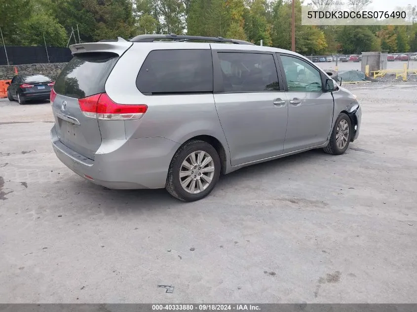 2014 Toyota Sienna Limited 7 Passenger VIN: 5TDDK3DC6ES076490 Lot: 40333880