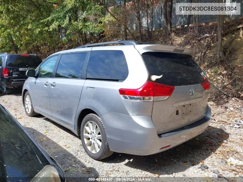 2014 Toyota Sienna Xle 7 Passenger VIN: 5TDDK3DC8ES081304 Lot: 40348437