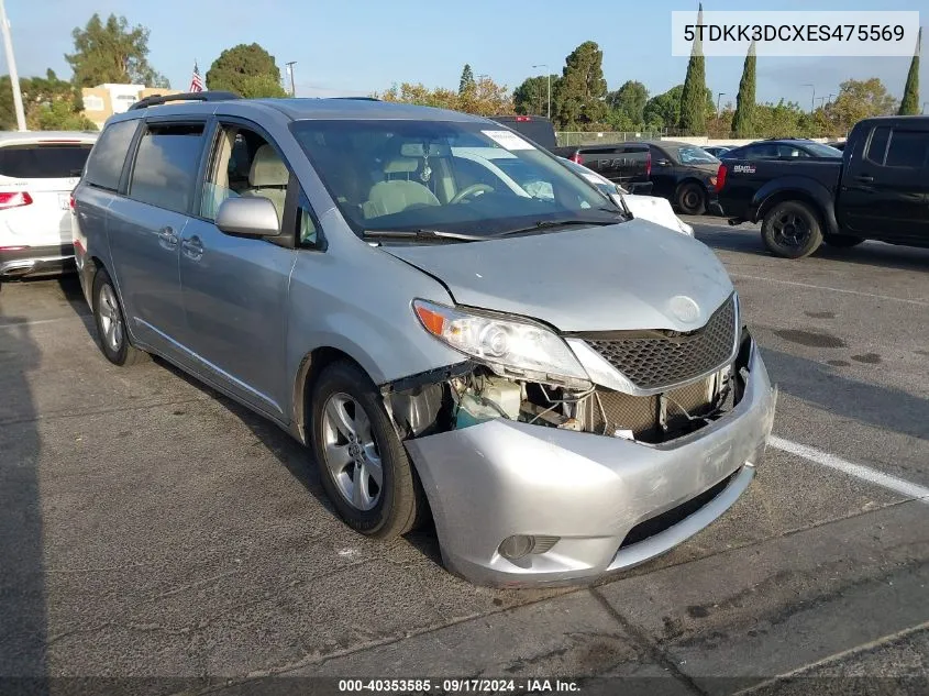 2014 Toyota Sienna Le V6 8 Passenger VIN: 5TDKK3DCXES475569 Lot: 40353585