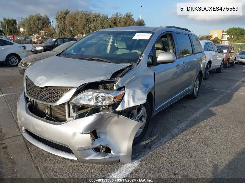 2014 Toyota Sienna Le V6 8 Passenger VIN: 5TDKK3DCXES475569 Lot: 40353585