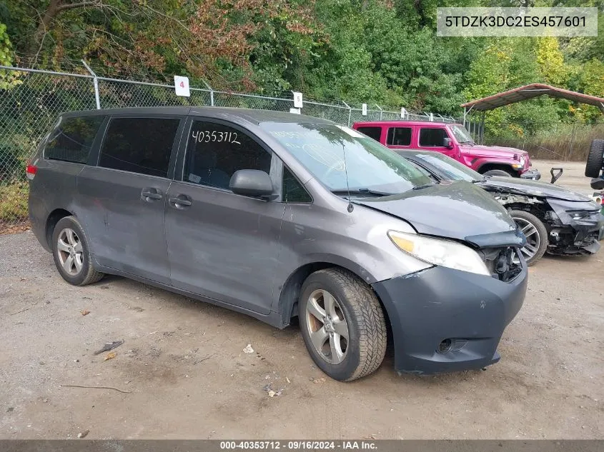 2014 Toyota Sienna VIN: 5TDZK3DC2ES457601 Lot: 40353712