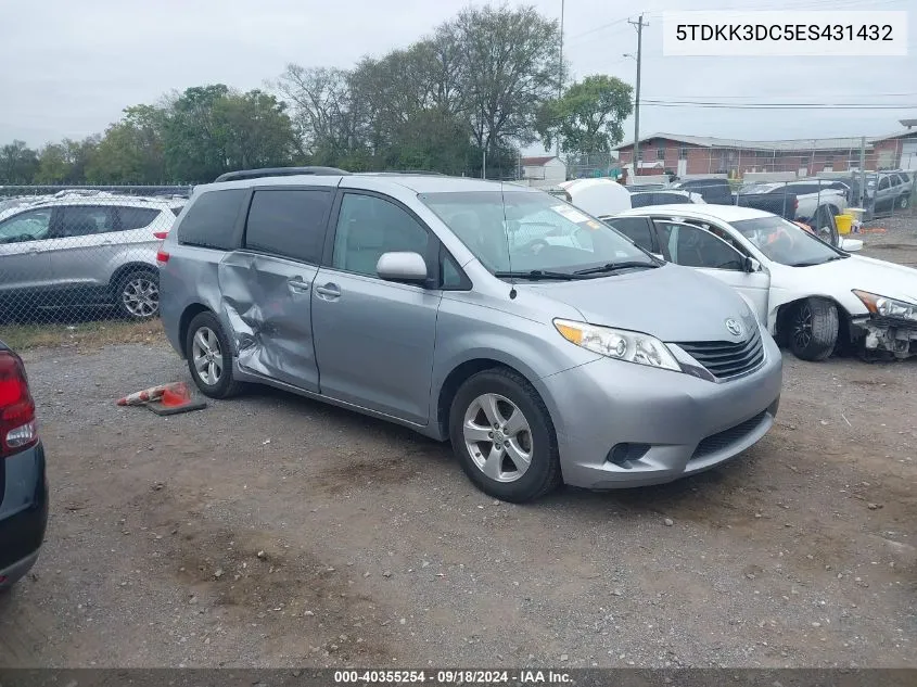 2014 Toyota Sienna Le V6 8 Passenger VIN: 5TDKK3DC5ES431432 Lot: 40355254