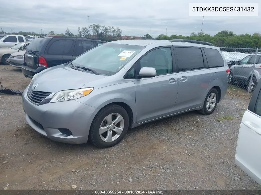 2014 Toyota Sienna Le V6 8 Passenger VIN: 5TDKK3DC5ES431432 Lot: 40355254