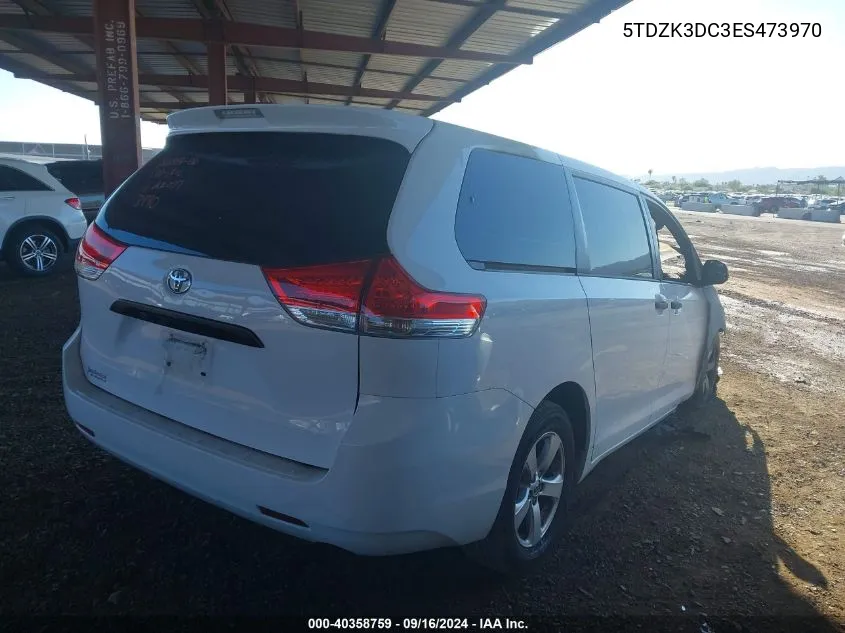 2014 Toyota Sienna L V6 7 Passenger VIN: 5TDZK3DC3ES473970 Lot: 40358759